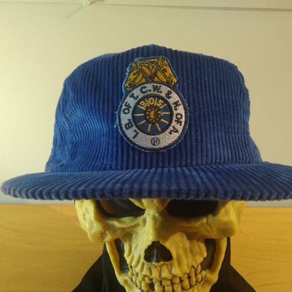 Deadstock Vintage Teamsters Patch Corduroy Strap Back Hat - Picture 1 of 7